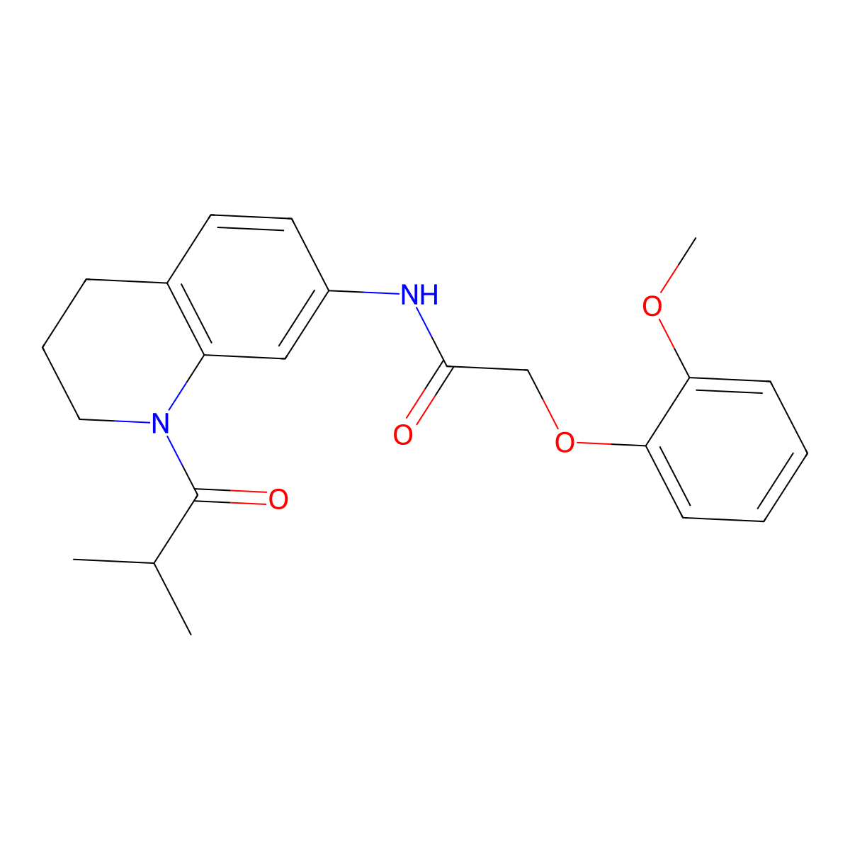 N-(1-isobutyryl-1,2,3,4-tetrahydroquinolin-7-yl)-2-(2-methoxyphenoxy)acetamide molecular structure, CAS 1005301-86-9