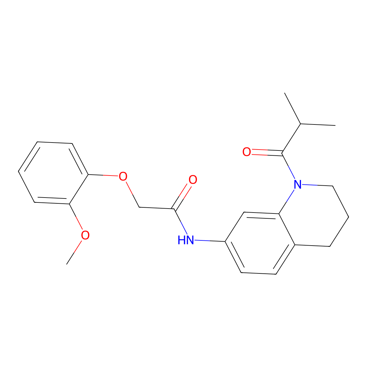 N-(1-isobutyryl-1,2,3,4-tetrahydroquinolin-7-yl)-2-(2-methoxyphenoxy)acetamide molecular structure, CAS 1005301-86-9