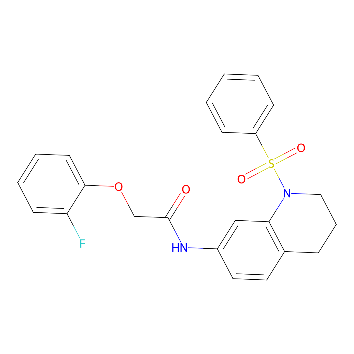 2-(2-fluorophenoxy)-N-(1-(phenylsulfonyl)-1,2,3,4-tetrahydroquinolin-7-yl)acetamide molecular structure, CAS 1005301-88-1