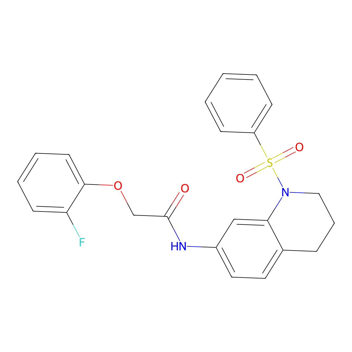 2-(2-fluorophenoxy)-N-(1-(phenylsulfonyl)-1,2,3,4-tetrahydroquinolin-7-yl)acetamide molecular structure, CAS 1005301-88-1
