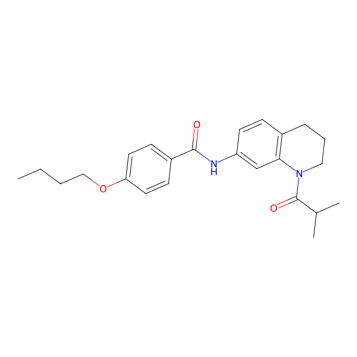 4-butoxy-N-(1-isobutyryl-1,2,3,4-tetrahydroquinolin-7-yl)benzamide molecular structure, CAS 1005301-92-7