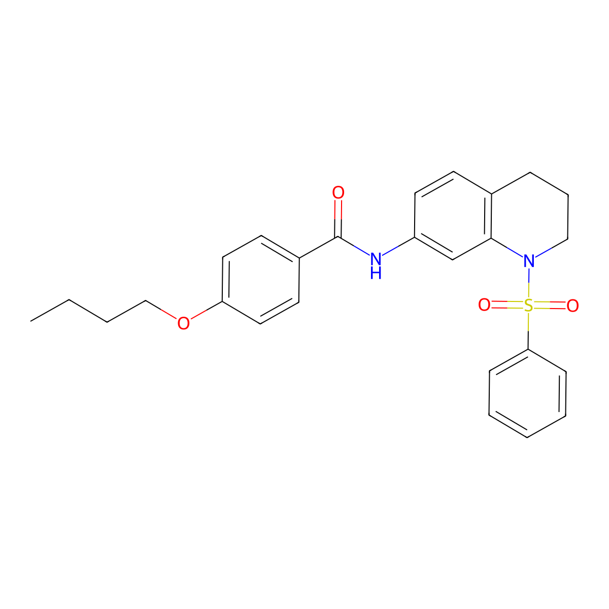 4-butoxy-N-(1-(phenylsulfonyl)-1,2,3,4-tetrahydroquinolin-7-yl)benzamide molecular structure, CAS 1005301-94-9