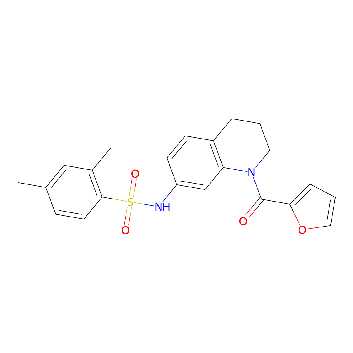 N-(1-(furan-2-carbonyl)-1,2,3,4-tetrahydroquinolin-7-yl)-2,4-dimethylbenzenesulfonamide molecular structure, CAS 1005301-95-0