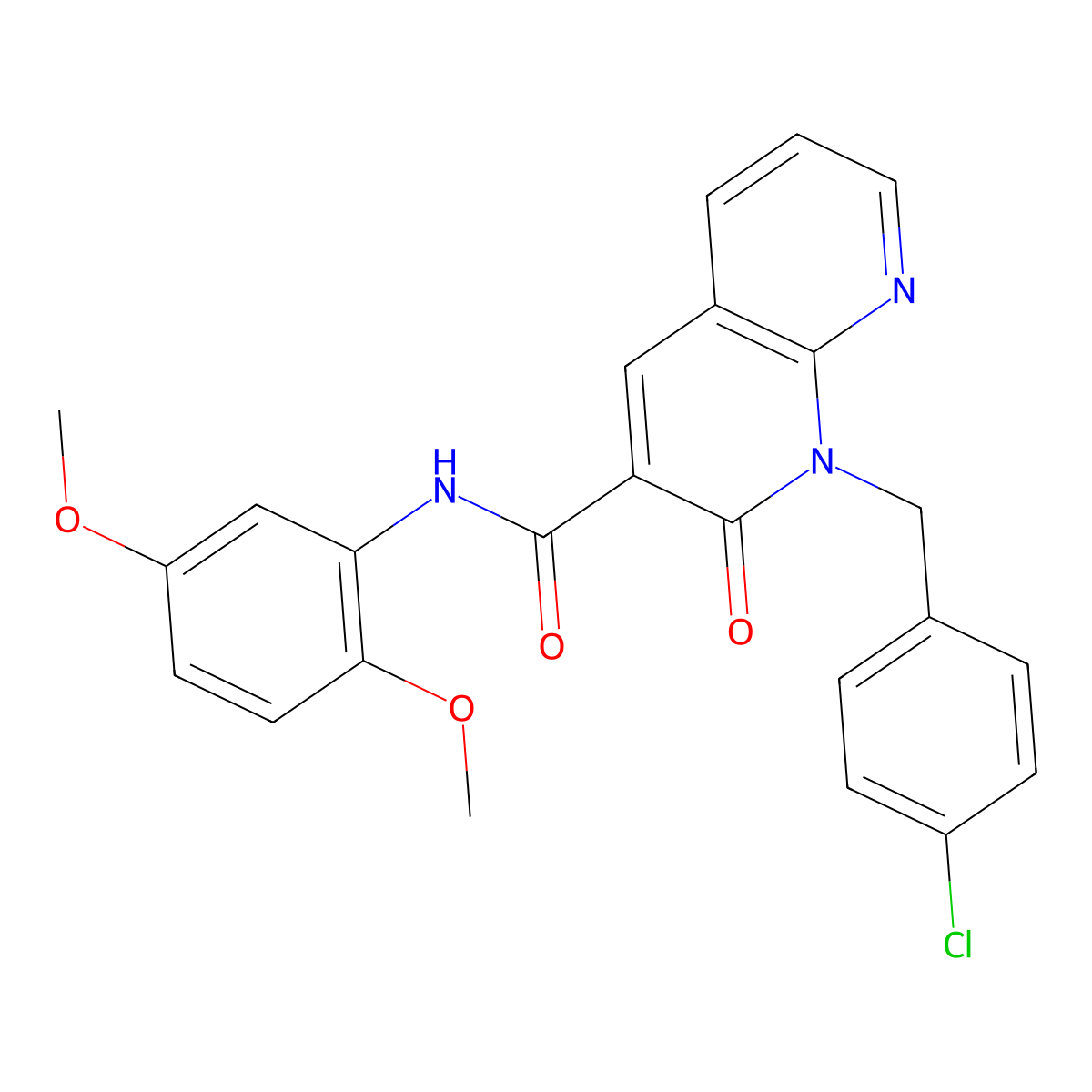 1-(4-chlorobenzyl)-N-(2,5-dimethoxyphenyl)-2-oxo-1,2-dihydro-1,8-naphthyridine-3-carboxamide molecular structure, CAS 1005301-96-1