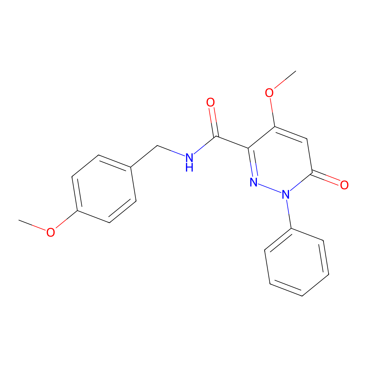 4-methoxy-N-(4-methoxybenzyl)-6-oxo-1-phenyl-1,6-dihydropyridazine-3-carboxamide molecular structure, CAS 1005302-17-9