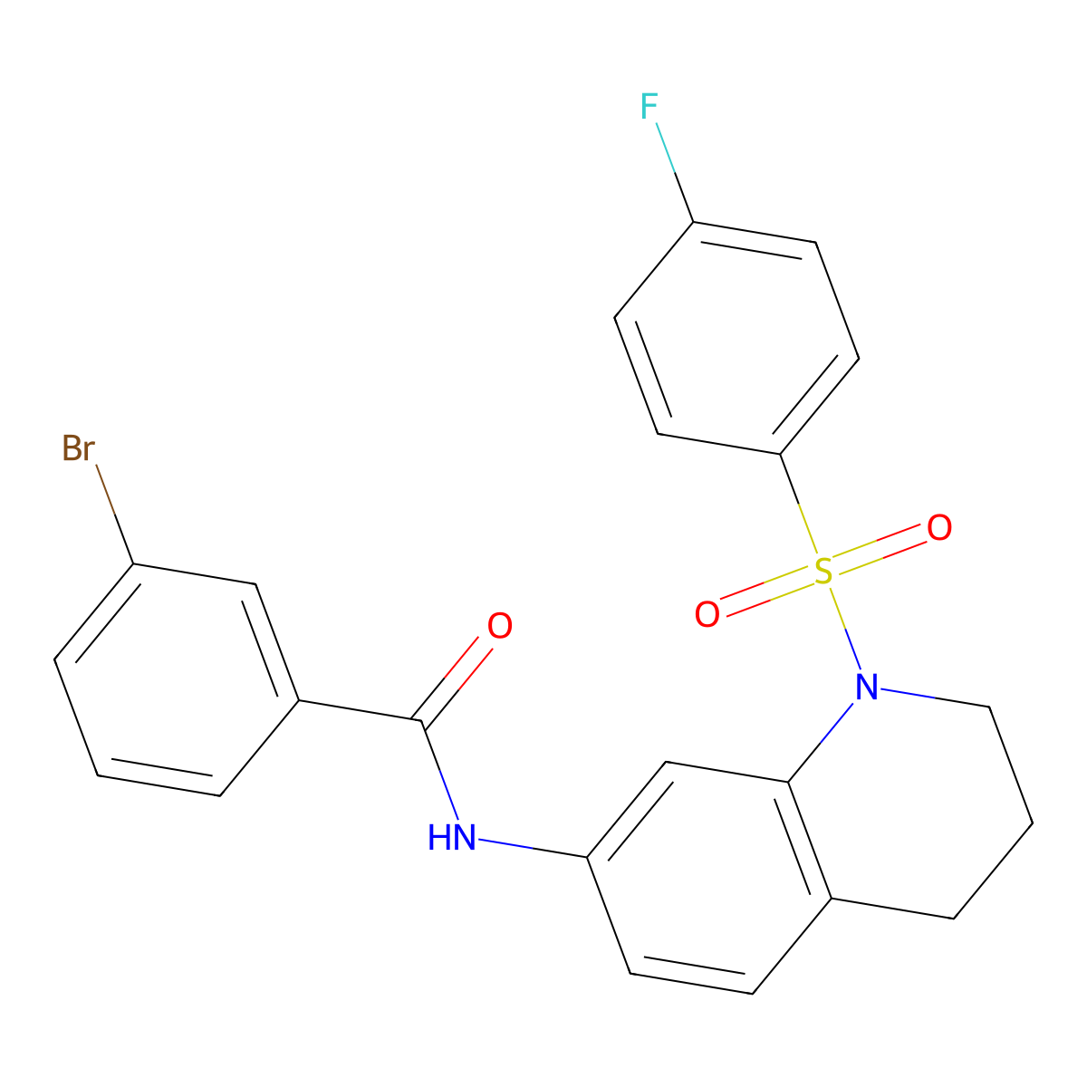 3-bromo-N-(1-((4-fluorophenyl)sulfonyl)-1,2,3,4-tetrahydroquinolin-7-yl)benzamide molecular structure, CAS 1005302-18-0