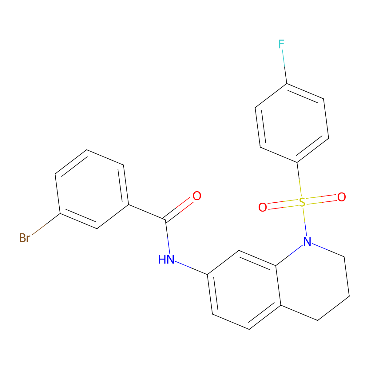 3-bromo-N-(1-((4-fluorophenyl)sulfonyl)-1,2,3,4-tetrahydroquinolin-7-yl)benzamide molecular structure, CAS 1005302-18-0