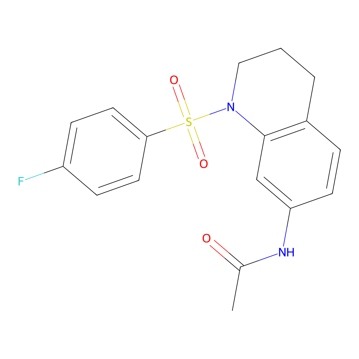 N-[1-(4-fluorophenyl)sulfonyl-3,4-dihydro-2H-quinolin-7-yl]acetamide molecular structure, CAS 1005302-21-5