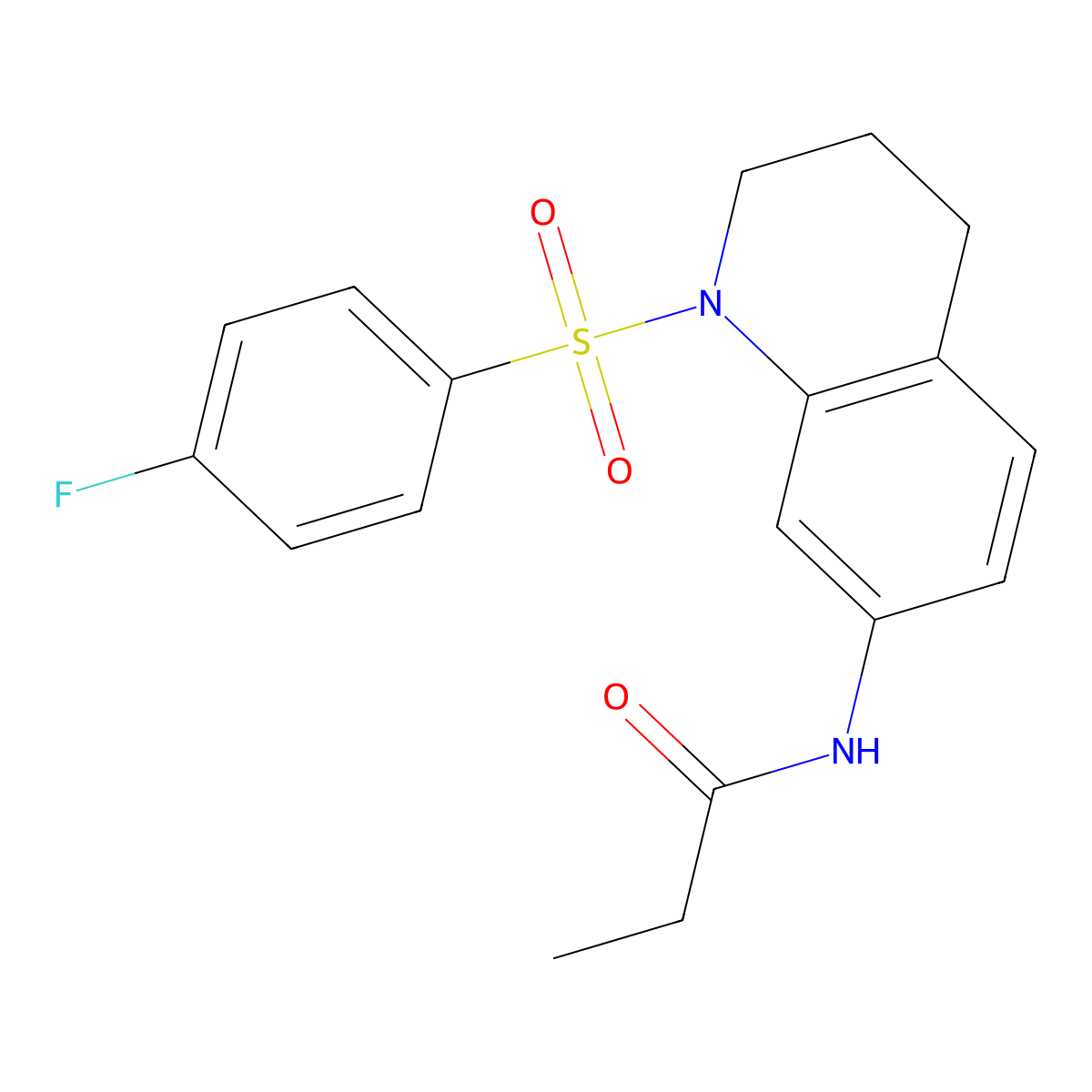 N-[1-(4-fluorophenyl)sulfonyl-3,4-dihydro-2H-quinolin-7-yl]propanamide molecular structure, CAS 1005302-25-9