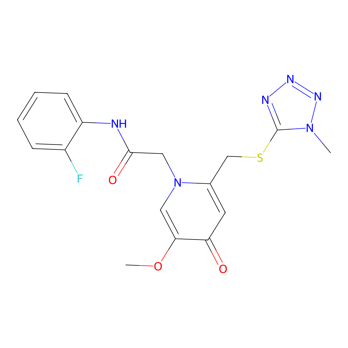 N-(2-fluorophenyl)-2-(5-methoxy-2-(((1-methyl-1H-tetrazol-5-yl)thio)methyl)-4-oxopyridin-1(4H)-yl)acetamide molecular structure, CAS 1005302-28-2