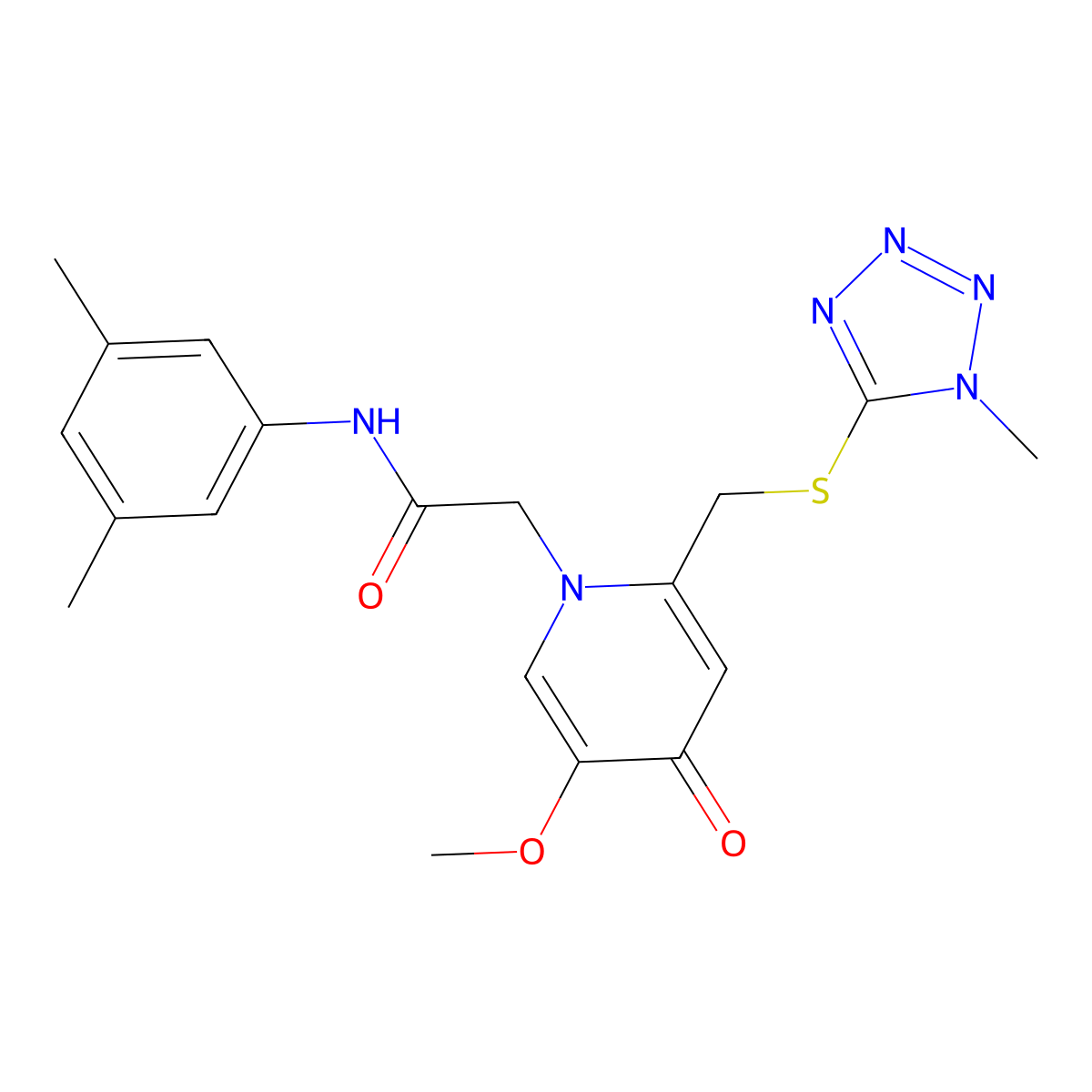 N-(3,5-dimethylphenyl)-2-(5-methoxy-2-(((1-methyl-1H-tetrazol-5-yl)thio)methyl)-4-oxopyridin-1(4H)-yl)acetamide molecular structure, CAS 1005302-32-8