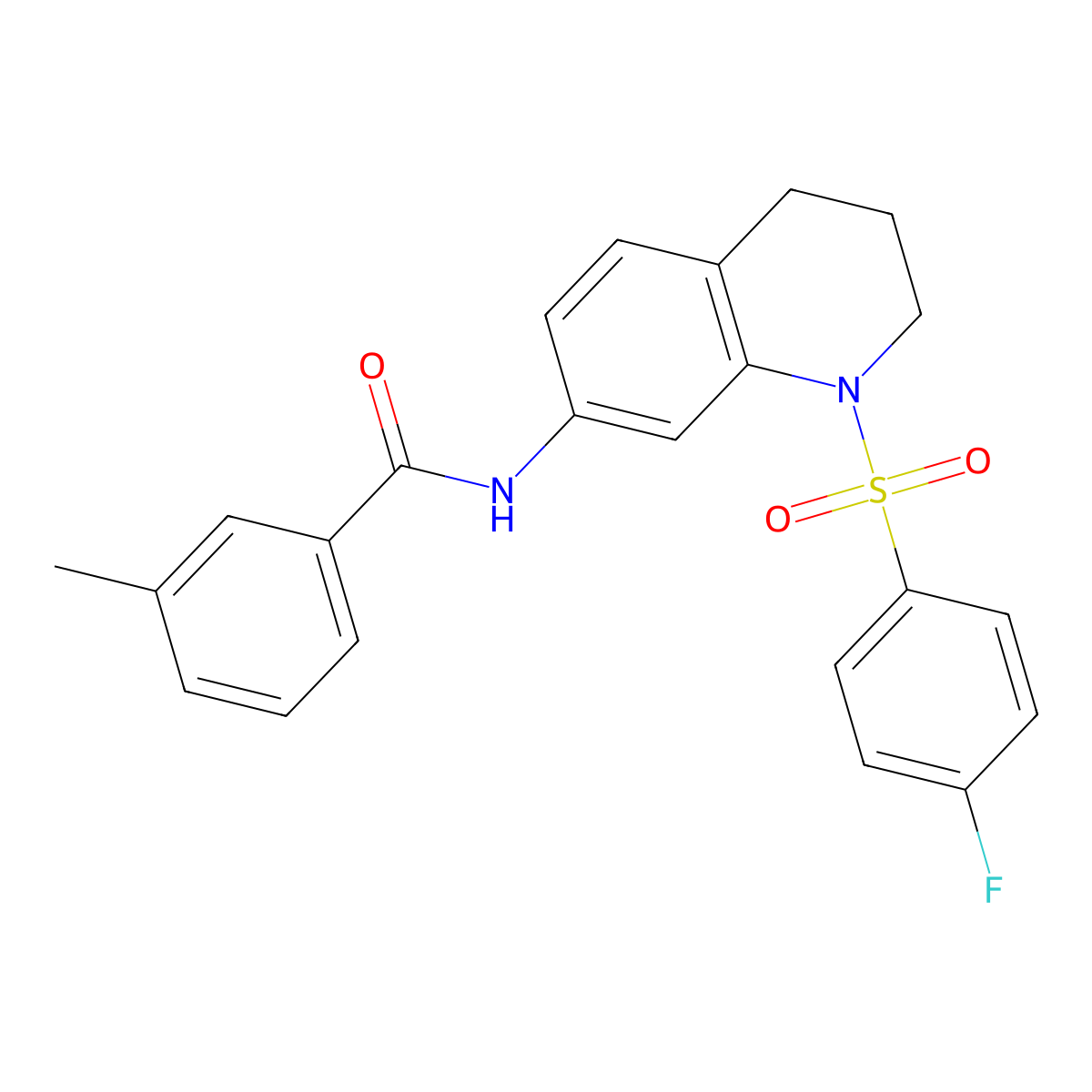 N-(1-((4-fluorophenyl)sulfonyl)-1,2,3,4-tetrahydroquinolin-7-yl)-3-methylbenzamide molecular structure, CAS 1005302-33-9