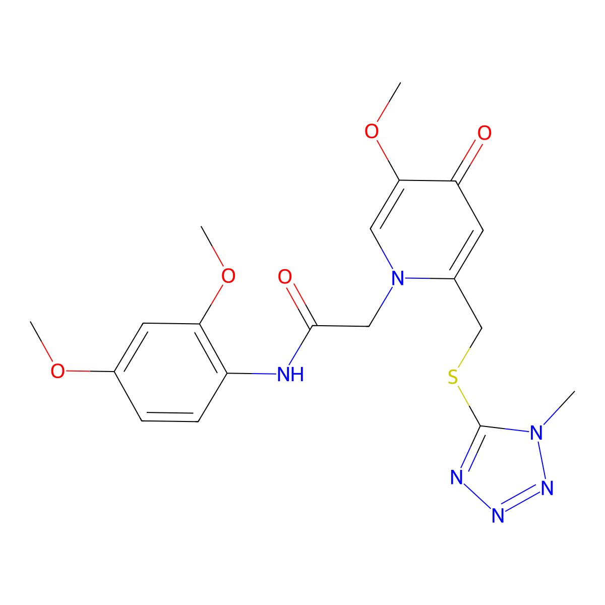 N-(2,4-dimethoxyphenyl)-2-(5-methoxy-2-(((1-methyl-1H-tetrazol-5-yl)thio)methyl)-4-oxopyridin-1(4H)-yl)acetamide molecular structure, CAS 1005302-34-0
