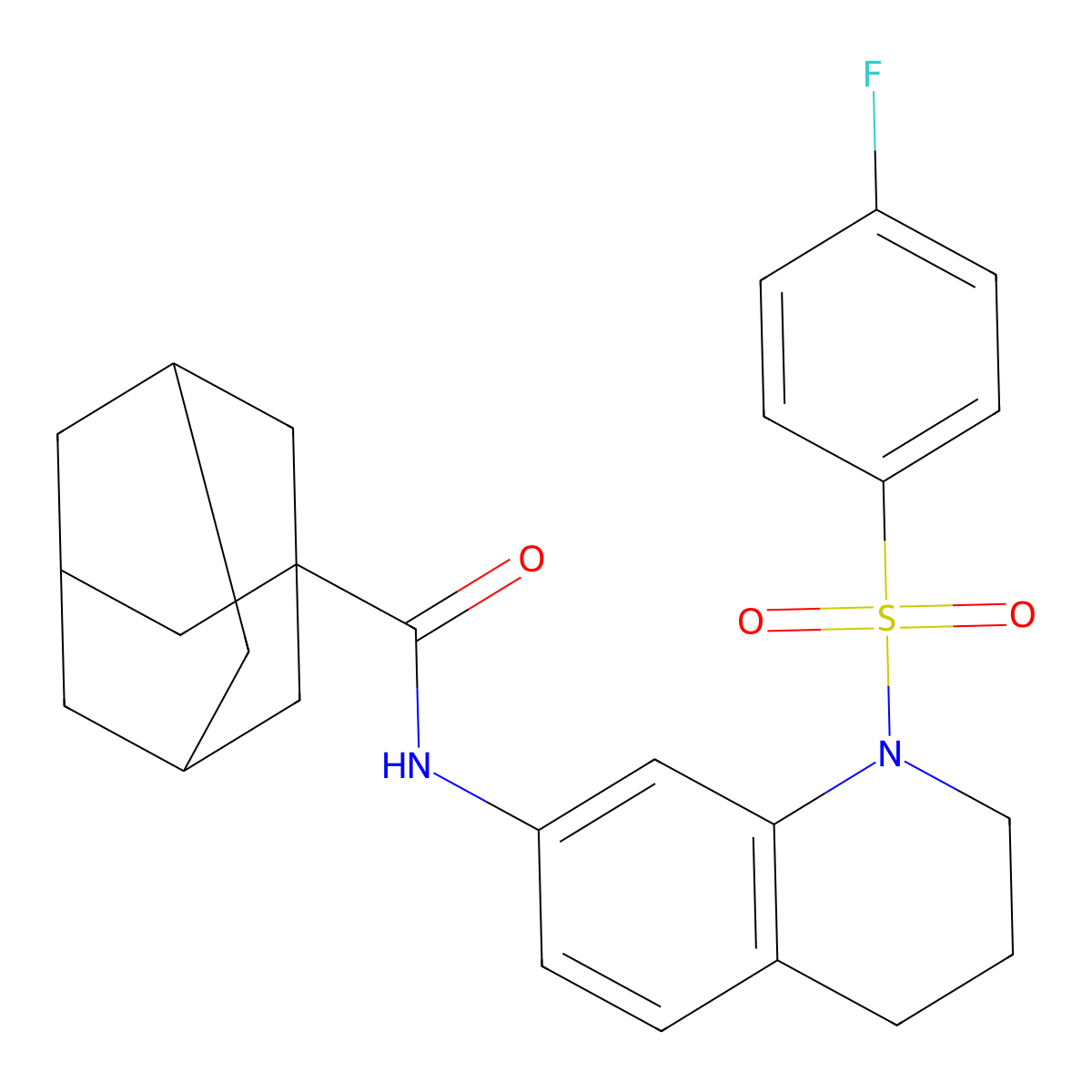 N-{1-[(4-fluorophenyl)sulfonyl]-1,2,3,4-tetrahydroquinolin-7-yl}adamantane-1-carboxamide molecular structure, CAS 1005302-39-5