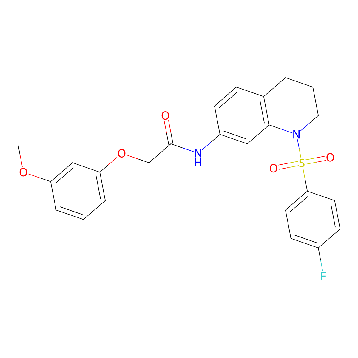 N-(1-((4-fluorophenyl)sulfonyl)-1,2,3,4-tetrahydroquinolin-7-yl)-2-(3-methoxyphenoxy)acetamide molecular structure, CAS 1005302-42-0