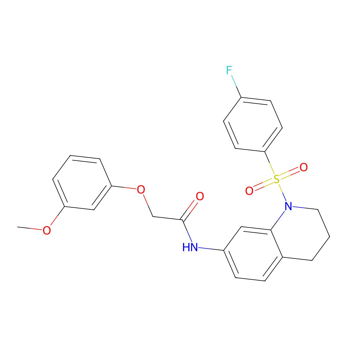 N-(1-((4-fluorophenyl)sulfonyl)-1,2,3,4-tetrahydroquinolin-7-yl)-2-(3-methoxyphenoxy)acetamide molecular structure, CAS 1005302-42-0