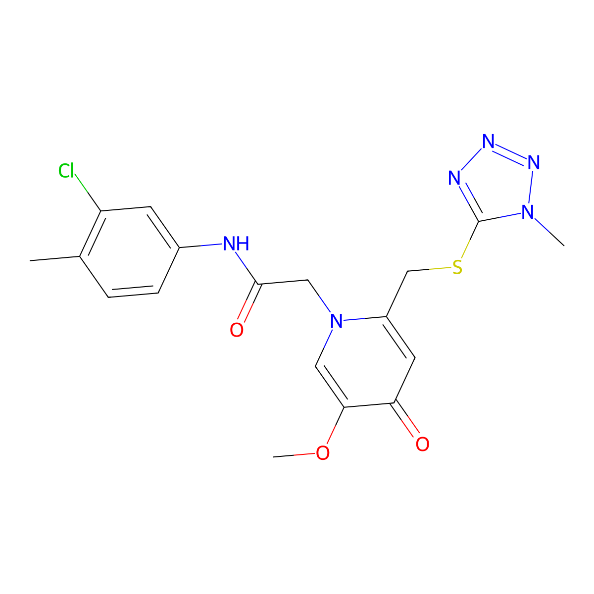 N-(3-chloro-4-methylphenyl)-2-(5-methoxy-2-(((1-methyl-1H-tetrazol-5-yl)thio)methyl)-4-oxopyridin-1(4H)-yl)acetamide molecular structure, CAS 1005302-43-1