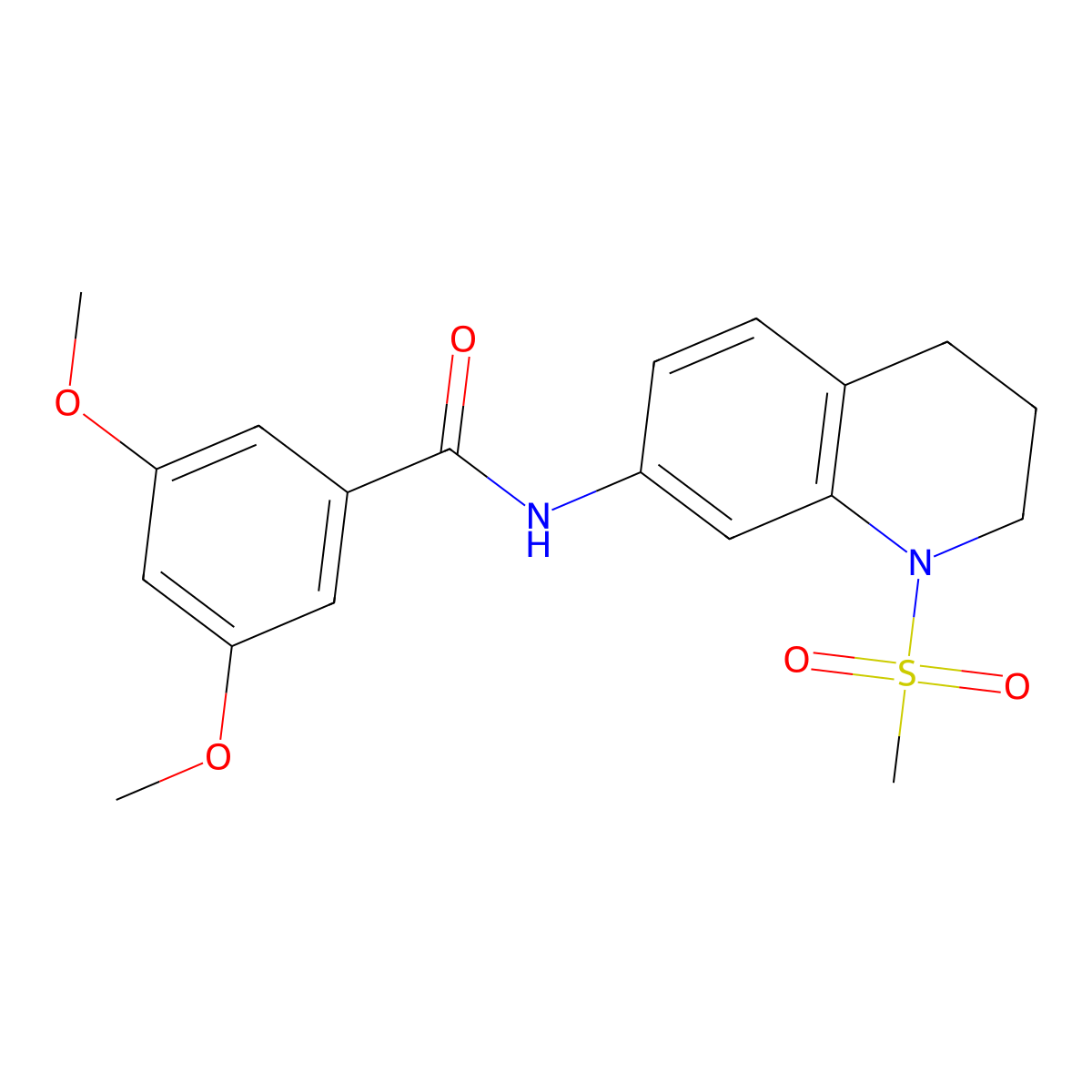 3,5-dimethoxy-N-(1-methylsulfonyl-3,4-dihydro-2H-quinolin-7-yl)benzamide molecular structure, CAS 1005302-46-4