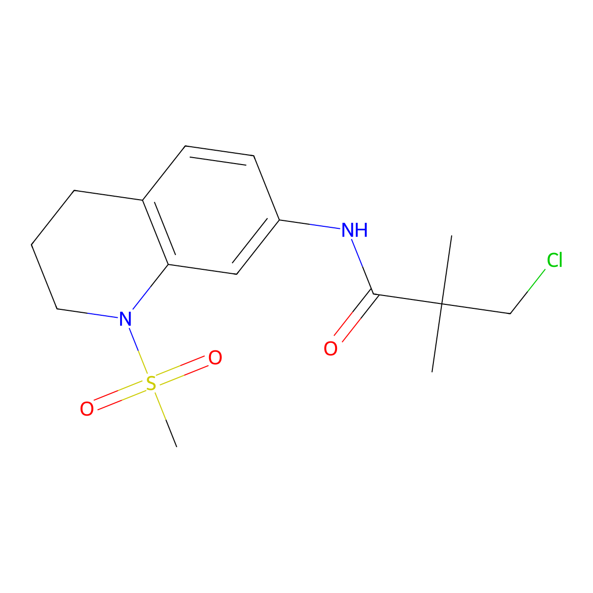 3-chloro-2,2-dimethyl-N-(1-methylsulfonyl-3,4-dihydro-2H-quinolin-7-yl)propanamide molecular structure, CAS 1005302-51-1
