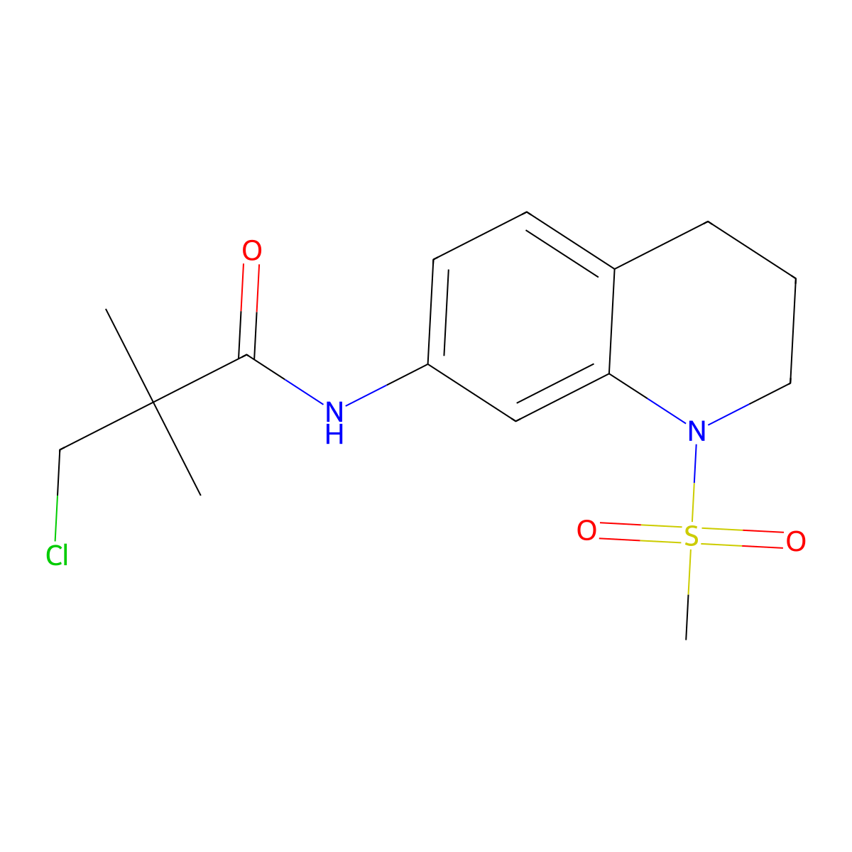 3-chloro-2,2-dimethyl-N-(1-methylsulfonyl-3,4-dihydro-2H-quinolin-7-yl)propanamide molecular structure, CAS 1005302-51-1