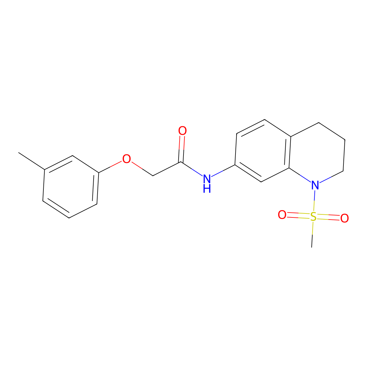 2-(3-methylphenoxy)-N-(1-methylsulfonyl-3,4-dihydro-2H-quinolin-7-yl)acetamide molecular structure, CAS 1005302-53-3