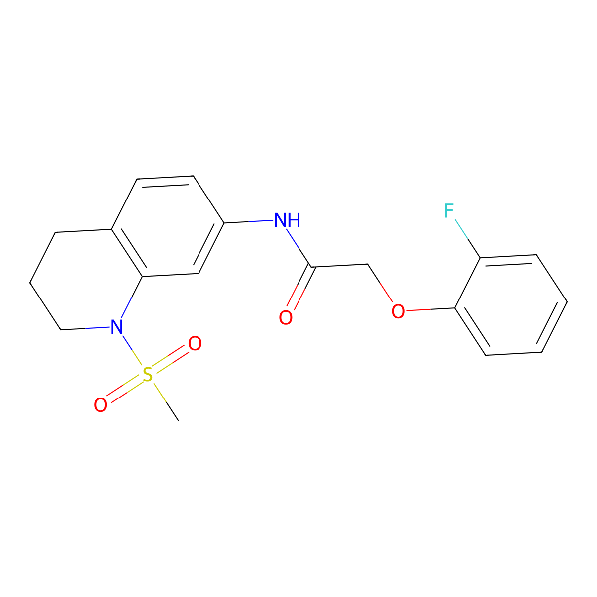 2-(2-fluorophenoxy)-N-(1-methylsulfonyl-3,4-dihydro-2H-quinolin-7-yl)acetamide molecular structure, CAS 1005302-55-5