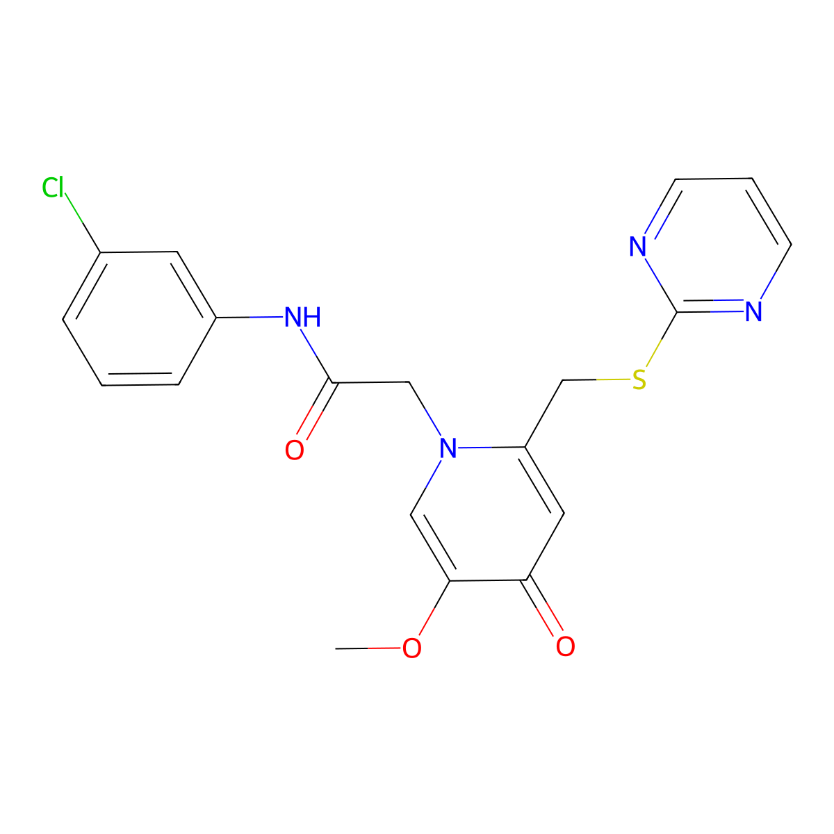 N-(3-chlorophenyl)-2-(5-methoxy-4-oxo-2-((pyrimidin-2-ylthio)methyl)pyridin-1(4H)-yl)acetamide molecular structure, CAS 1005302-62-4