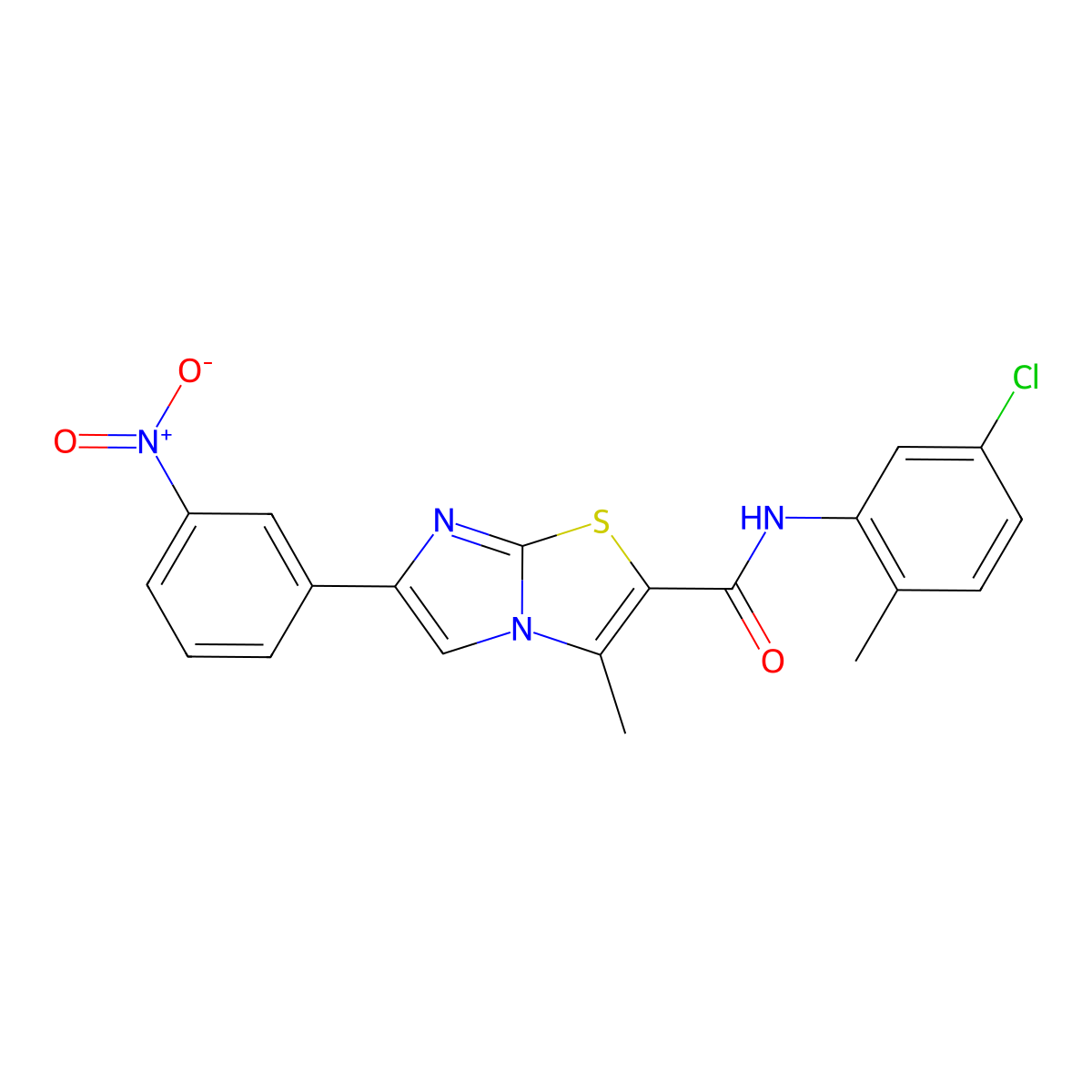 N-(5-chloro-2-methylphenyl)-3-methyl-6-(3-nitrophenyl)imidazo[2,1-b][1,3]thiazole-2-carboxamide molecular structure, CAS 1005302-73-7