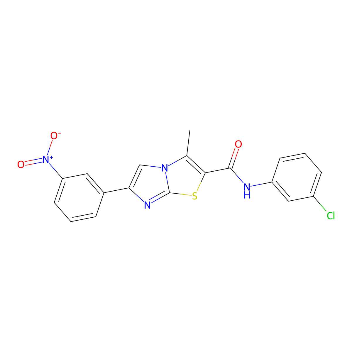 N-(3-chlorophenyl)-3-methyl-6-(3-nitrophenyl)imidazo[2,1-b][1,3]thiazole-2-carboxamide molecular structure, CAS 1005302-76-0