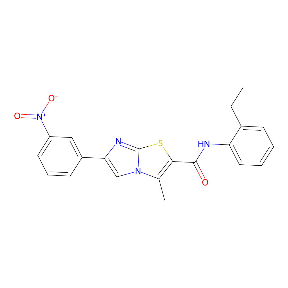 N-(2-ethylphenyl)-3-methyl-6-(3-nitrophenyl)imidazo[2,1-b]thiazole-2-carboxamide molecular structure, CAS 1005302-79-3