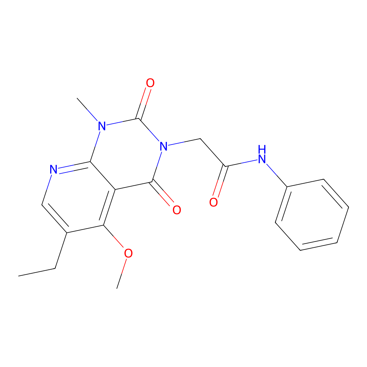 2-(6-ethyl-5-methoxy-1-methyl-2,4-dioxo-1,2-dihydropyrido[2,3-d]pyrimidin-3(4H)-yl)-N-phenylacetamide molecular structure, CAS 1005302-96-4