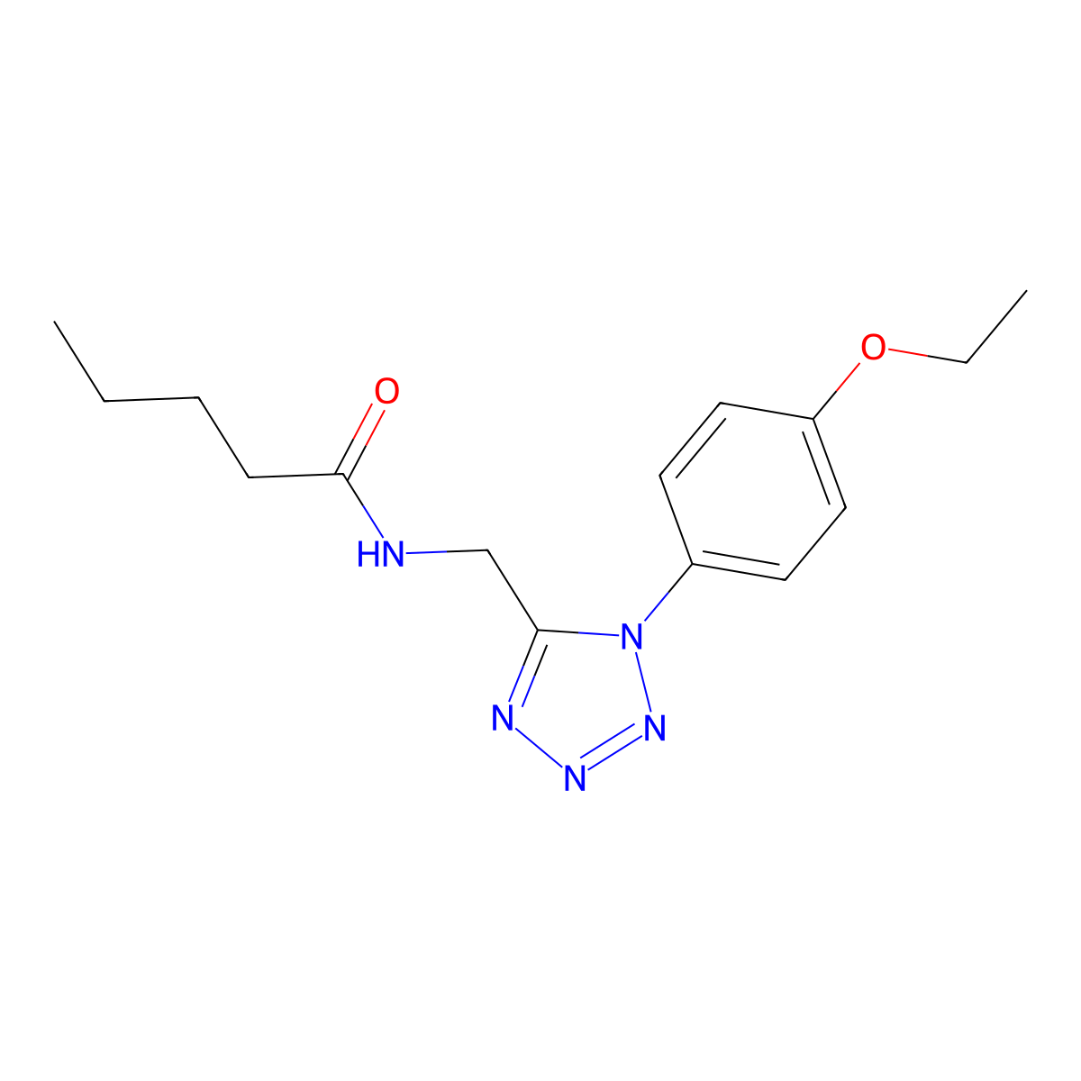 N-((1-(4-ethoxyphenyl)-1H-tetrazol-5-yl)methyl)pentanamide molecular structure, CAS 1005302-98-6