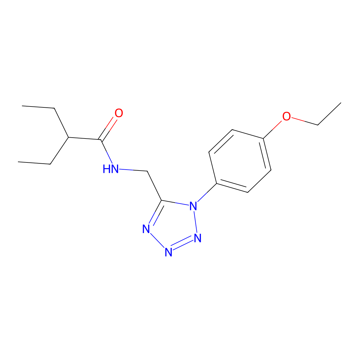 N-((1-(4-ethoxyphenyl)-1H-tetrazol-5-yl)methyl)-2-ethylbutanamide molecular structure, CAS 1005303-02-5