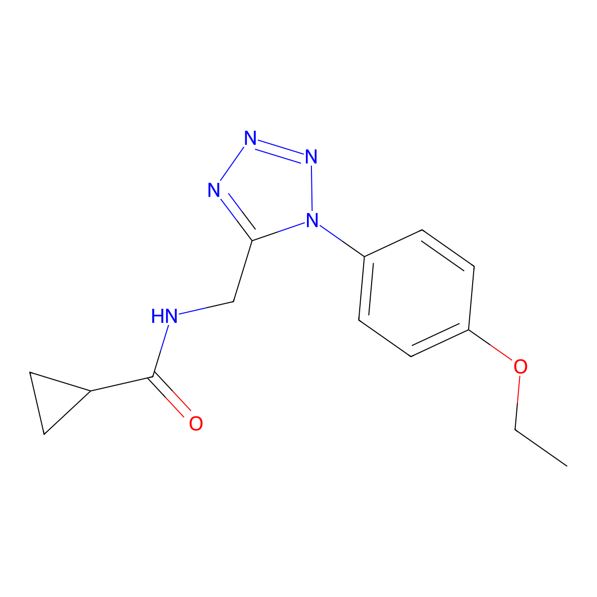 N-((1-(4-ethoxyphenyl)-1H-tetrazol-5-yl)methyl)cyclopropanecarboxamide molecular structure, CAS 1005303-06-9