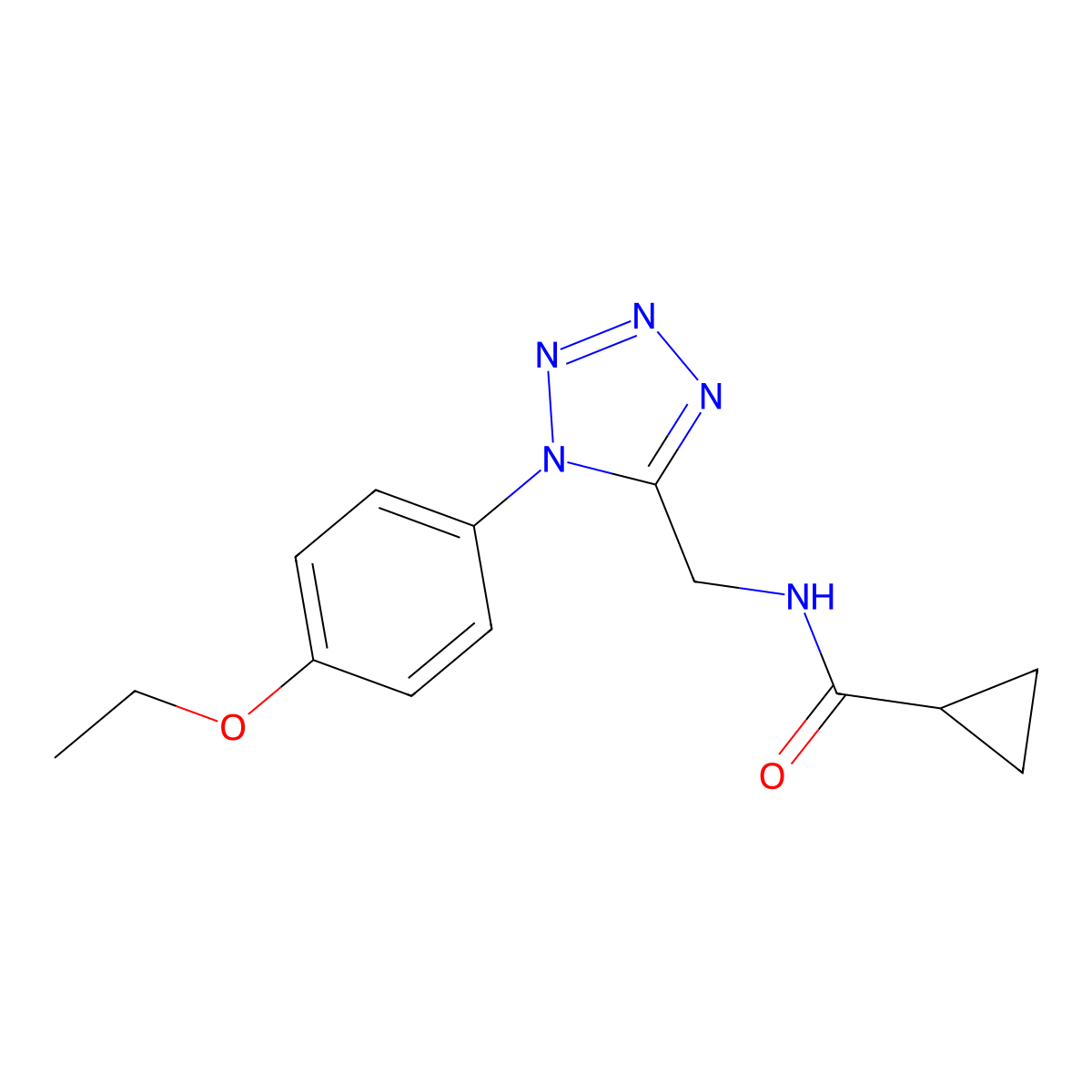 N-((1-(4-ethoxyphenyl)-1H-tetrazol-5-yl)methyl)cyclopropanecarboxamide molecular structure, CAS 1005303-06-9