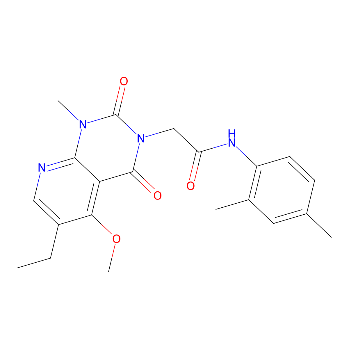 N-(2,4-dimethylphenyl)-2-(6-ethyl-5-methoxy-1-methyl-2,4-dioxo-1,2-dihydropyrido[2,3-d]pyrimidin-3(4H)-yl)acetamide molecular structure, CAS 1005303-07-0