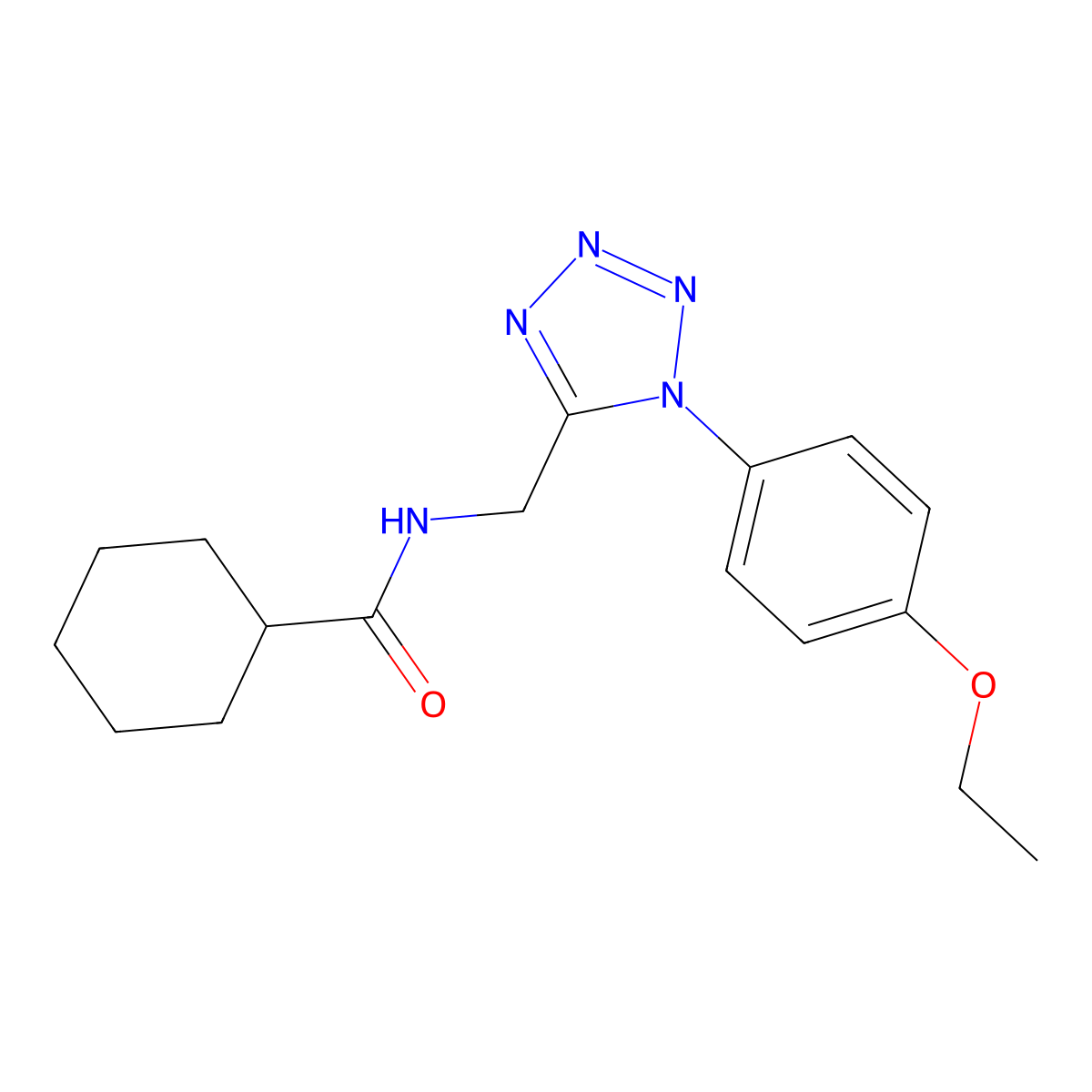 N-((1-(4-ethoxyphenyl)-1H-tetrazol-5-yl)methyl)cyclohexanecarboxamide molecular structure, CAS 1005303-09-2
