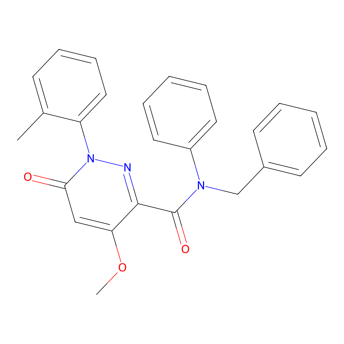 N-benzyl-4-methoxy-1-(2-methylphenyl)-6-oxo-N-phenyl-1,6-dihydropyridazine-3-carboxamide molecular structure, CAS 1005303-12-7
