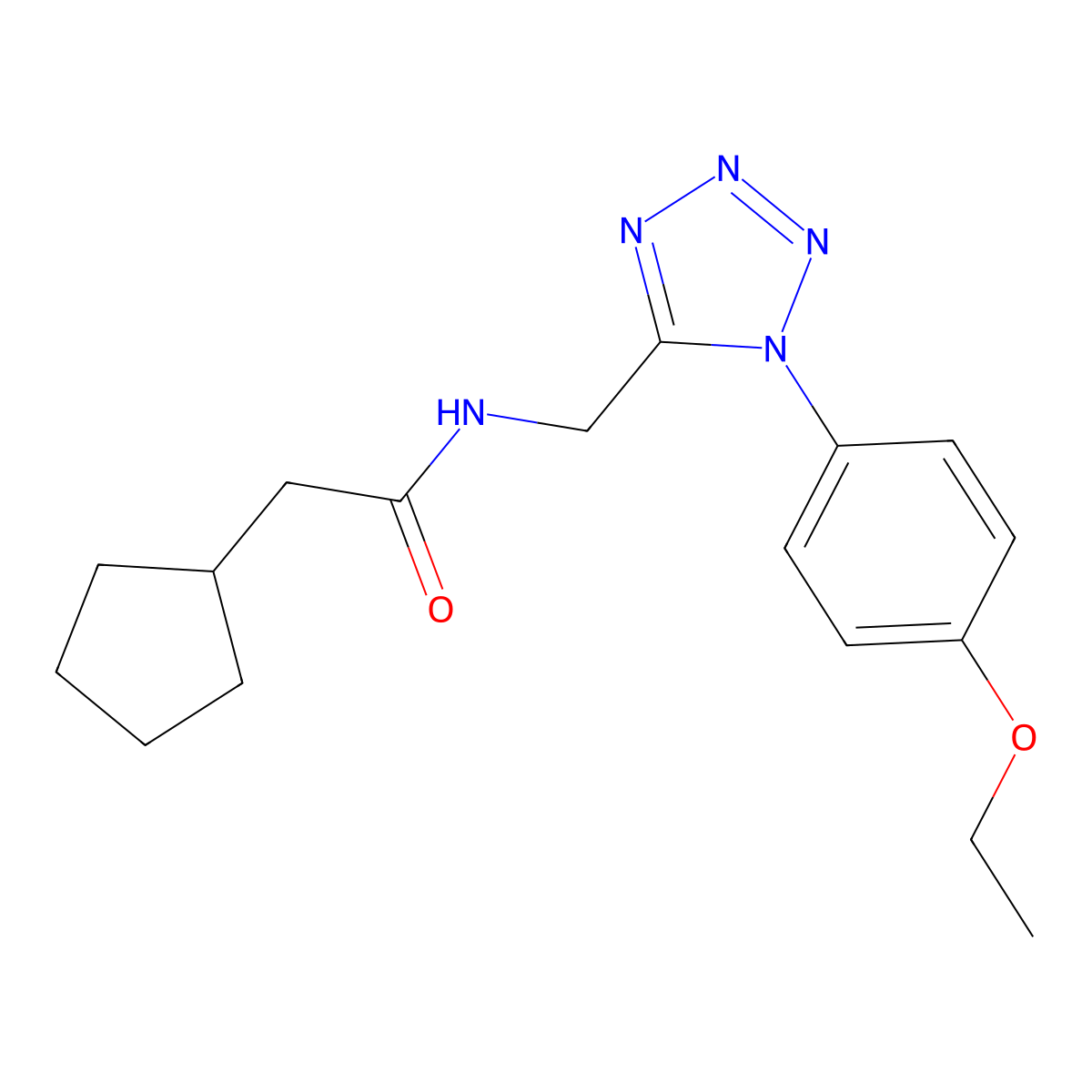 2-cyclopentyl-N-((1-(4-ethoxyphenyl)-1H-tetrazol-5-yl)methyl)acetamide molecular structure, CAS 1005303-13-8