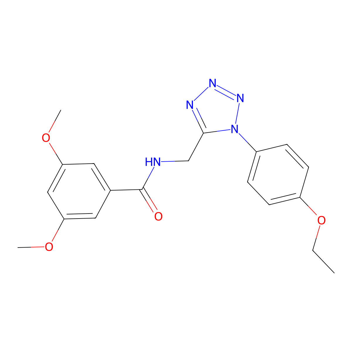 N-((1-(4-ethoxyphenyl)-1H-tetrazol-5-yl)methyl)-3,5-dimethoxybenzamide molecular structure, CAS 1005303-20-7