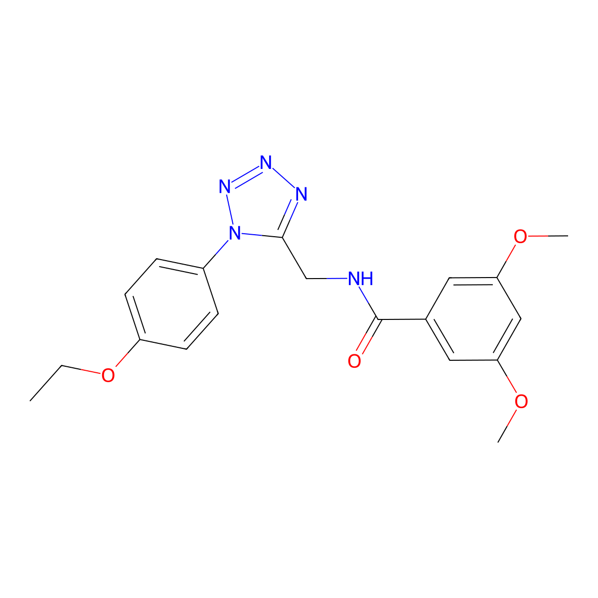N-((1-(4-ethoxyphenyl)-1H-tetrazol-5-yl)methyl)-3,5-dimethoxybenzamide molecular structure, CAS 1005303-20-7