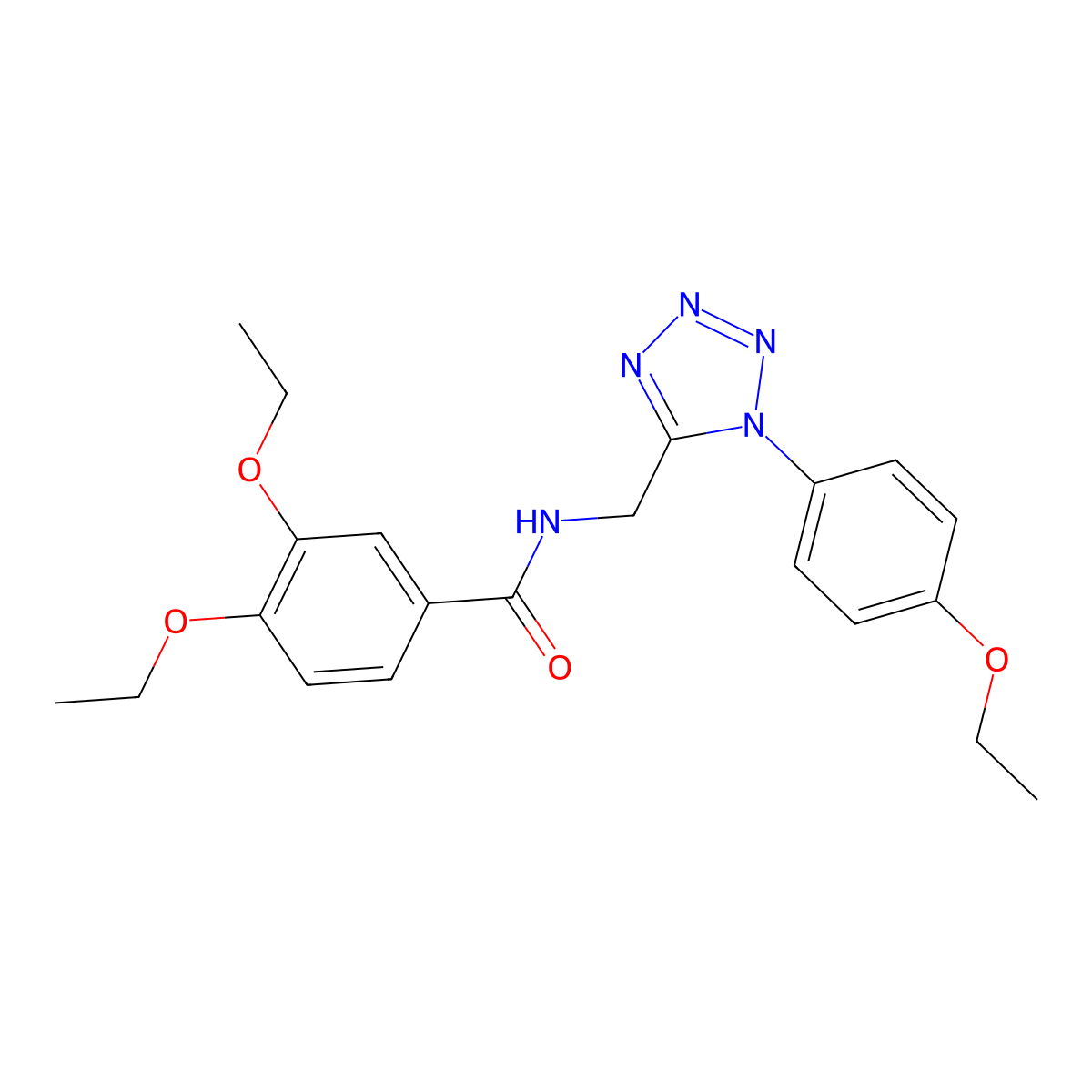 3,4-diethoxy-N-((1-(4-ethoxyphenyl)-1H-tetrazol-5-yl)methyl)benzamide molecular structure, CAS 1005303-22-9