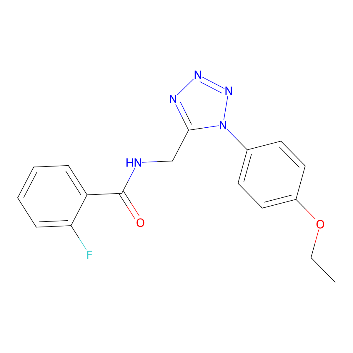 N-((1-(4-ethoxyphenyl)-1H-tetrazol-5-yl)methyl)-2-fluorobenzamide molecular structure, CAS 1005303-28-5