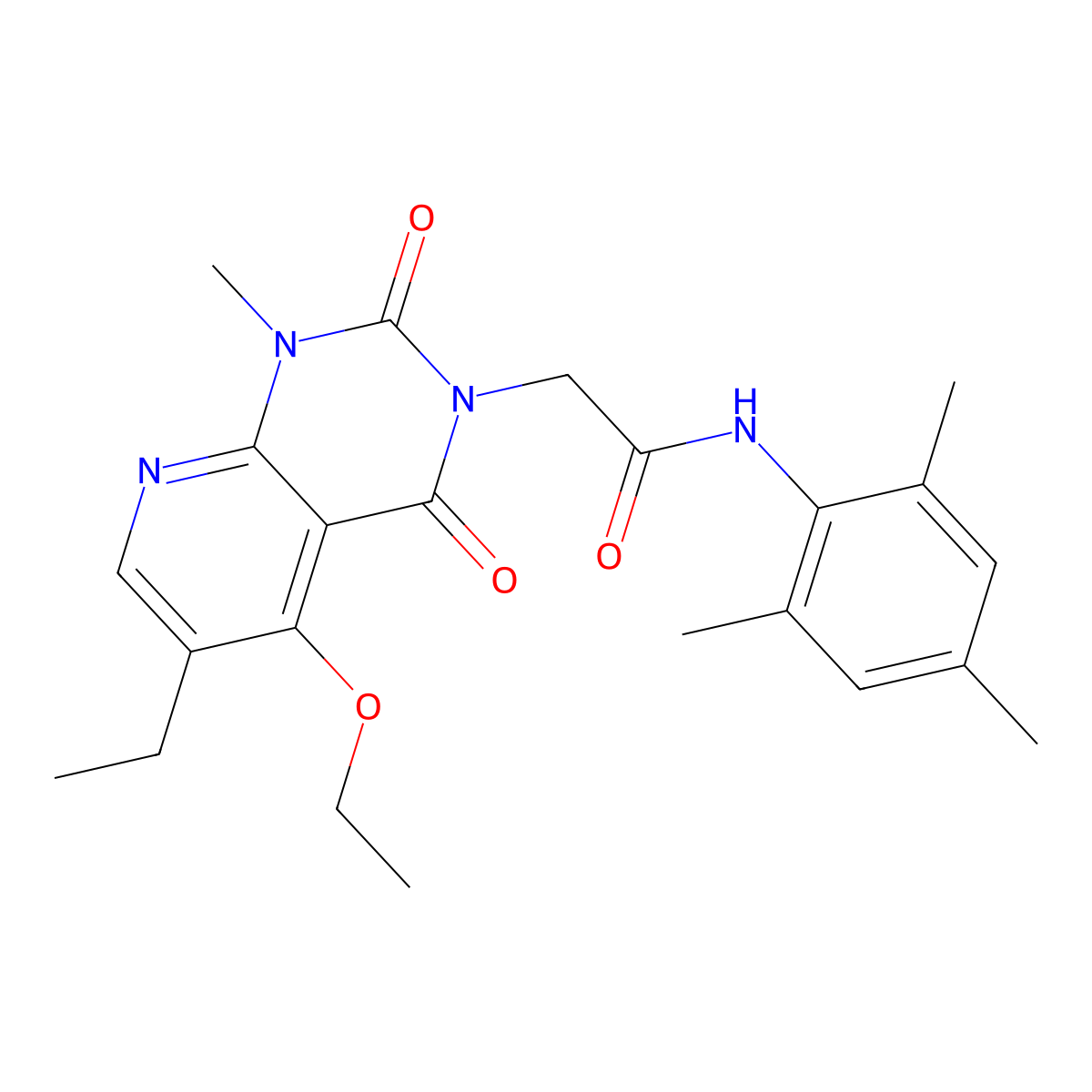 2-(5-ethoxy-6-ethyl-1-methyl-2,4-dioxo-1,2-dihydropyrido[2,3-d]pyrimidin-3(4H)-yl)-N-mesitylacetamide molecular structure, CAS 1005303-42-3