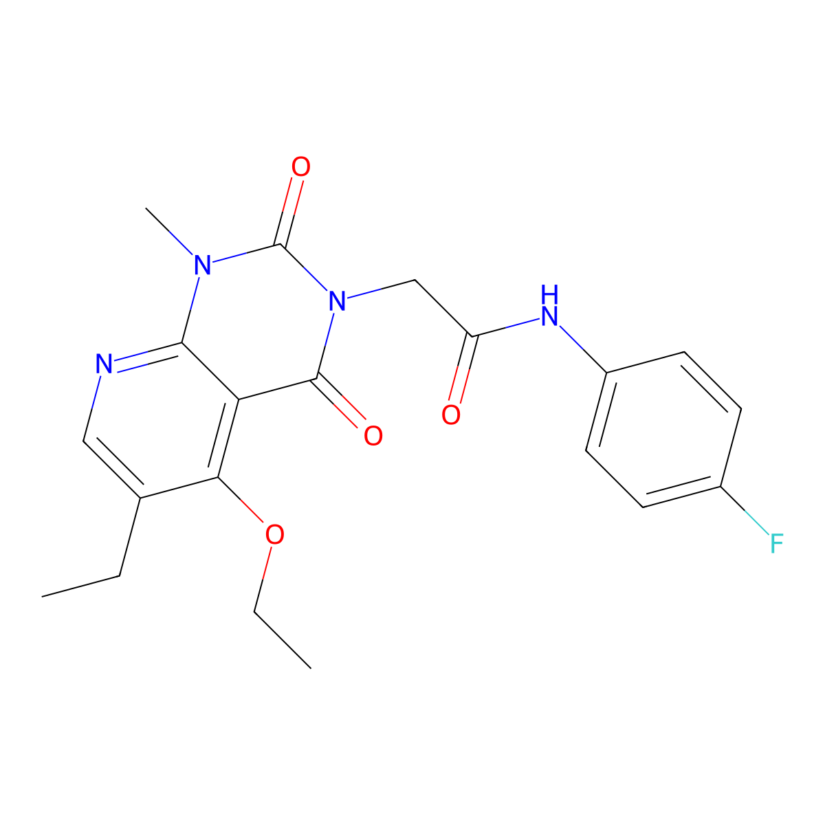 2-(5-ethoxy-6-ethyl-1-methyl-2,4-dioxo-1,2-dihydropyrido[2,3-d]pyrimidin-3(4H)-yl)-N-(4-fluorophenyl)acetamide molecular structure, CAS 1005303-46-7