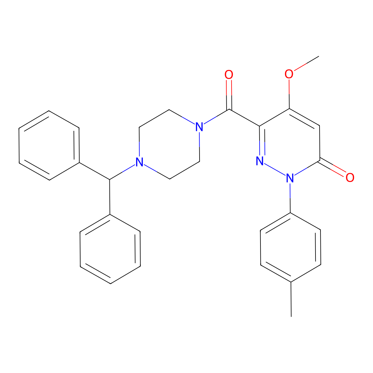 6-(4-benzhydrylpiperazine-1-carbonyl)-5-methoxy-2-(p-tolyl)pyridazin-3(2H)-one molecular structure, CAS 1005303-49-0