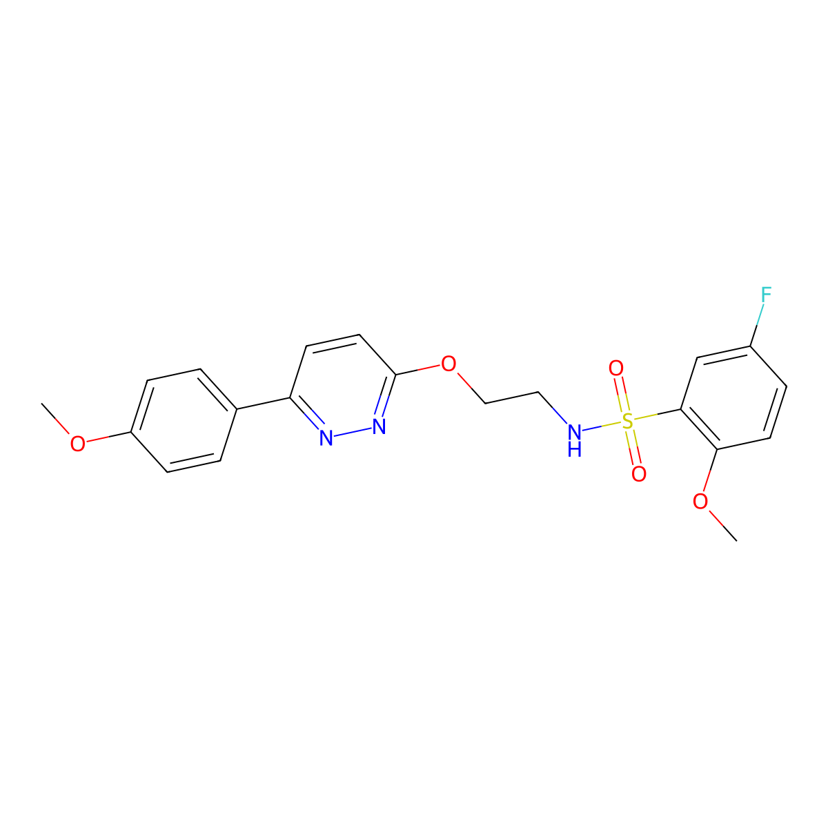 5-fluoro-2-methoxy-N-(2-((6-(4-methoxyphenyl)pyridazin-3-yl)oxy)ethyl)benzenesulfonamide molecular structure, CAS 1005303-50-3