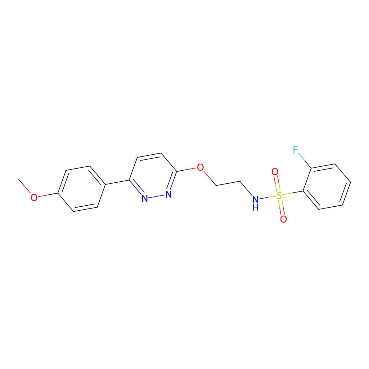 2-fluoro-N-(2-((6-(4-methoxyphenyl)pyridazin-3-yl)oxy)ethyl)benzenesulfonamide molecular structure, CAS 1005303-54-7