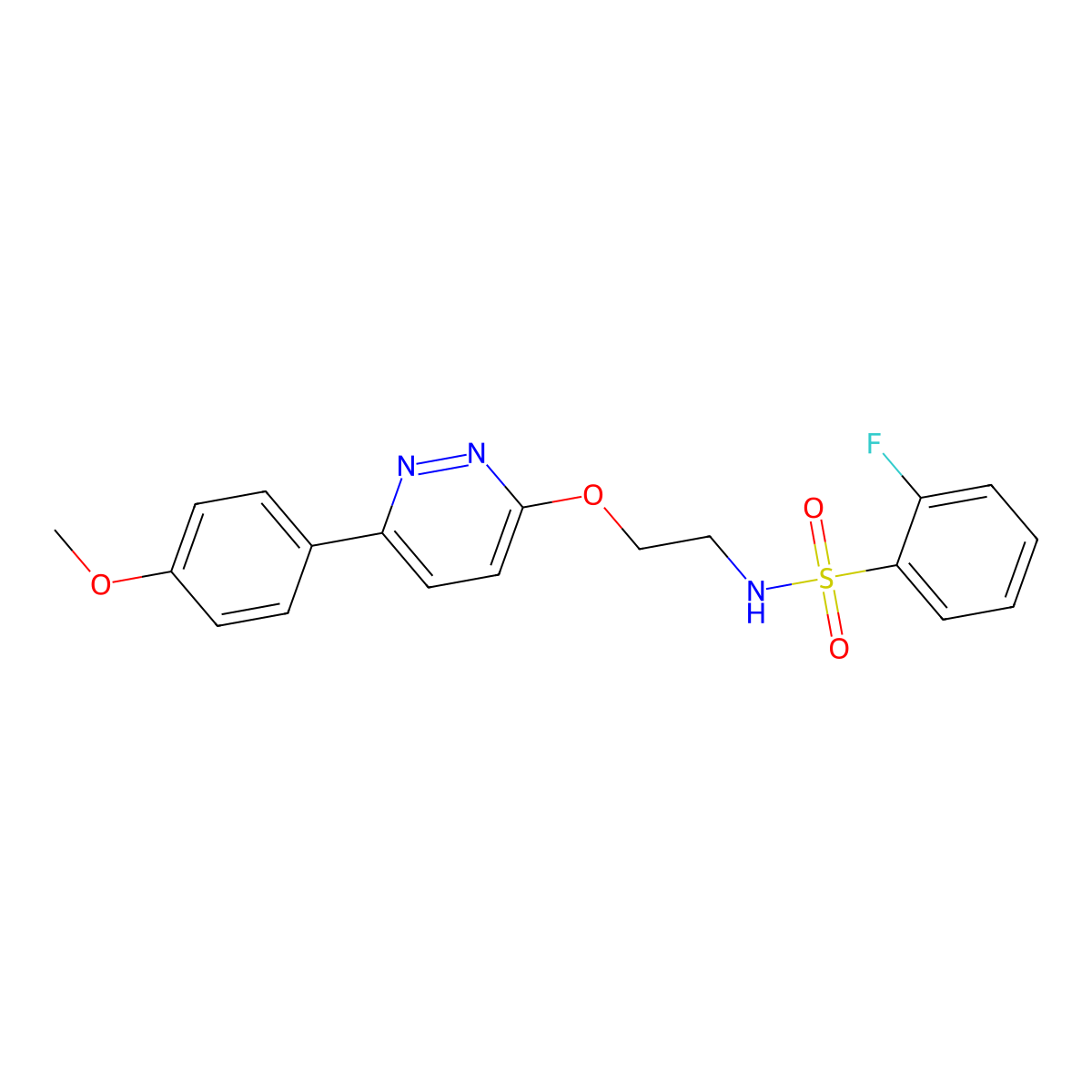 2-fluoro-N-(2-((6-(4-methoxyphenyl)pyridazin-3-yl)oxy)ethyl)benzenesulfonamide molecular structure, CAS 1005303-54-7