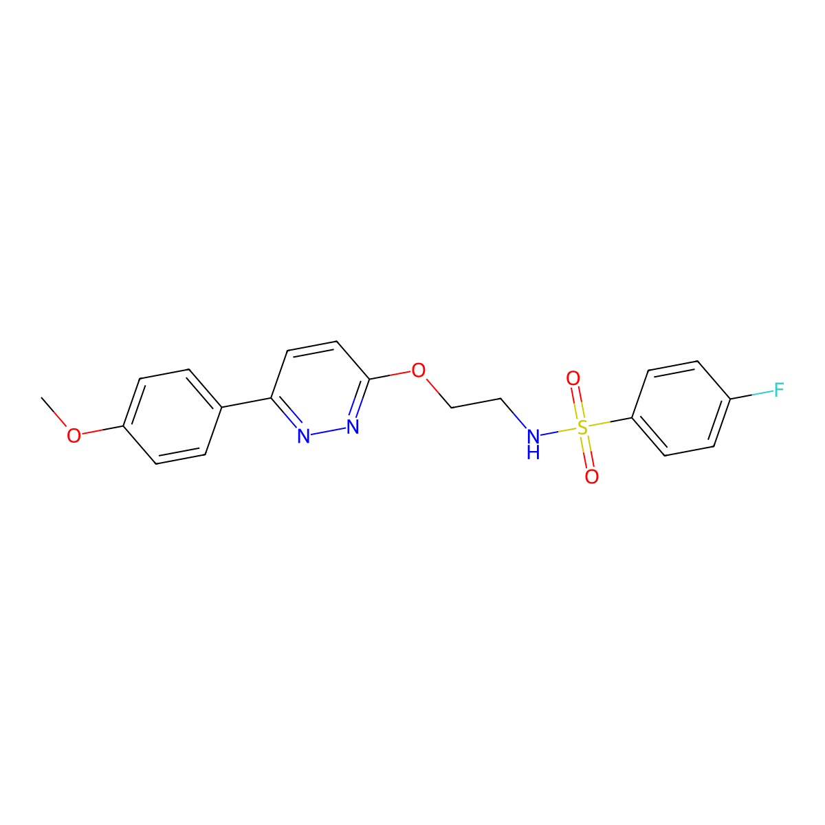 4-fluoro-N-(2-((6-(4-methoxyphenyl)pyridazin-3-yl)oxy)ethyl)benzenesulfonamide molecular structure, CAS 1005303-57-0